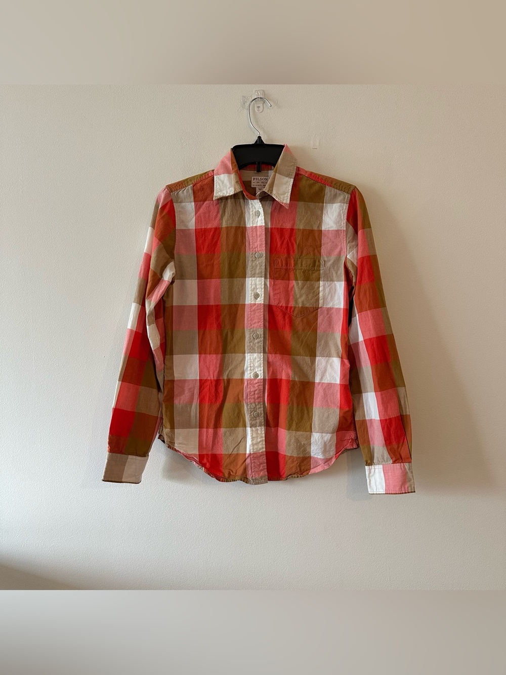 Filson Hyland Shirt Red Tan Button Down Plaid Check Cotton S Gorpcore